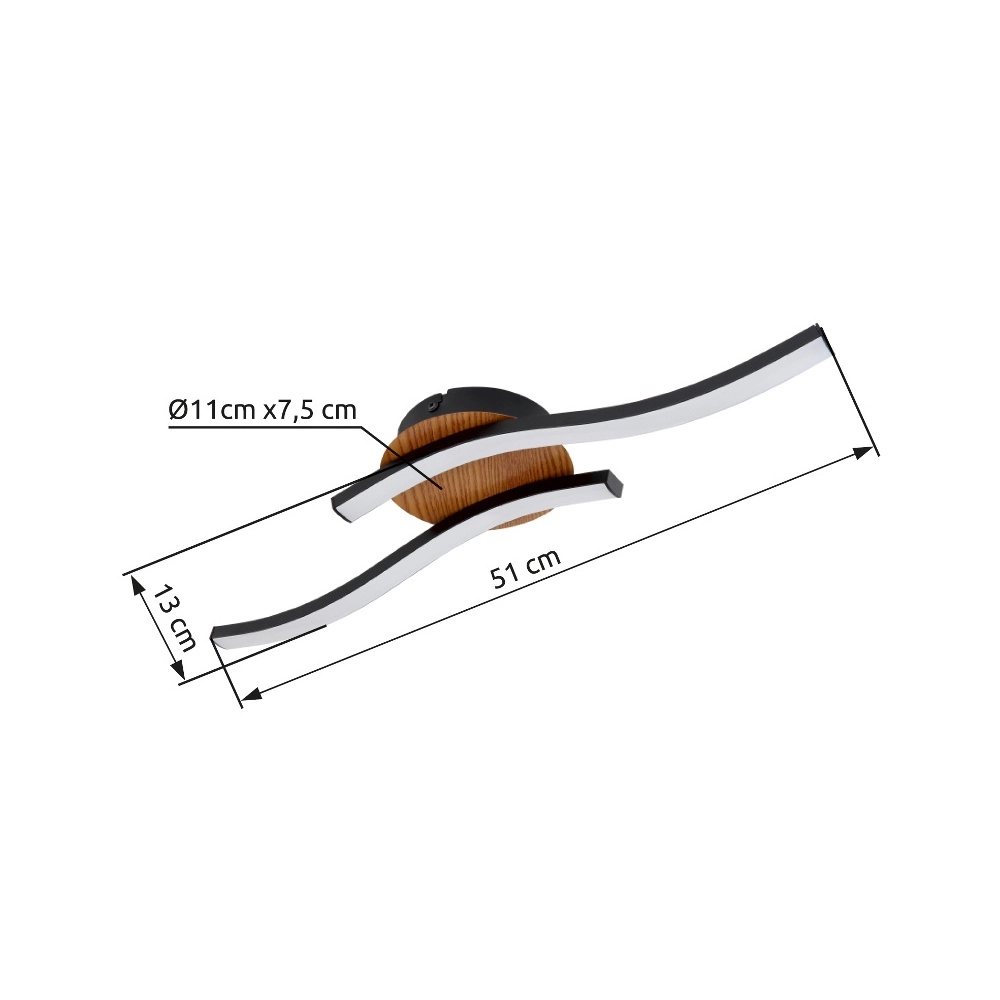 Schwarze Deckenlampe Evita mit Holz Globo 9007371416172