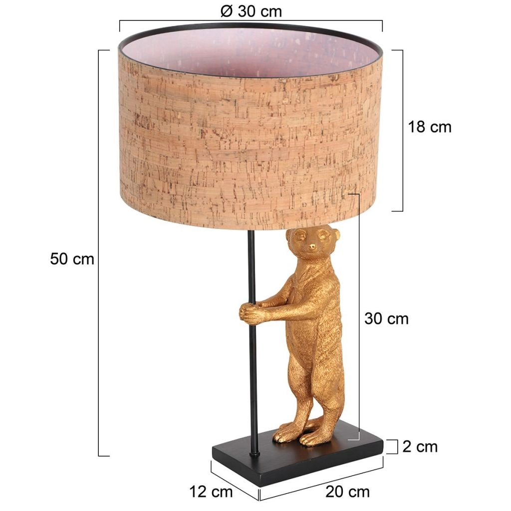 Schwarze Tischlampe Animaux mit Korkkappe Ø30 cm Steinhauer 8712746180565