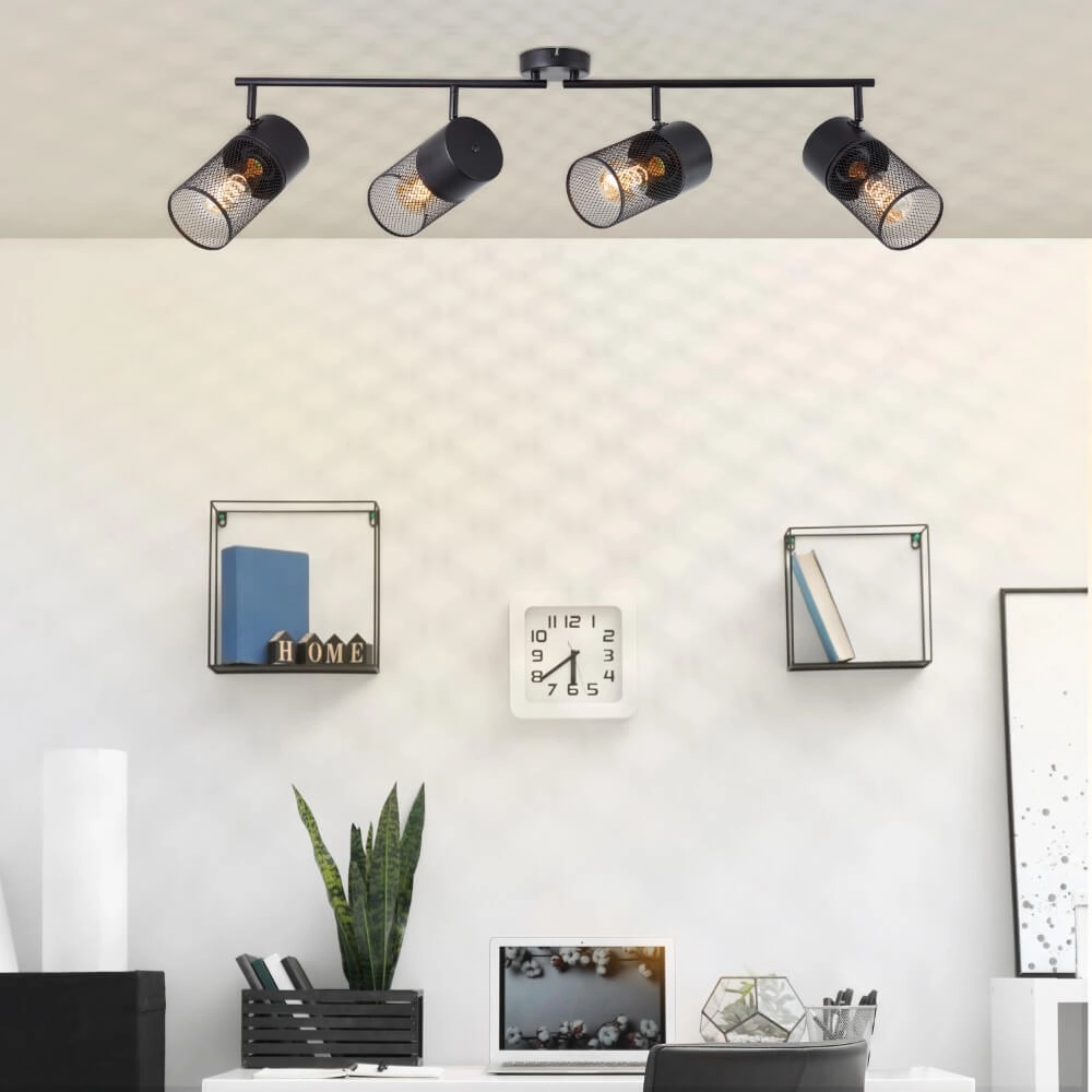 Schwarze Deckenlampe Kamolo 4x E27 Brilliant 4004353409431
