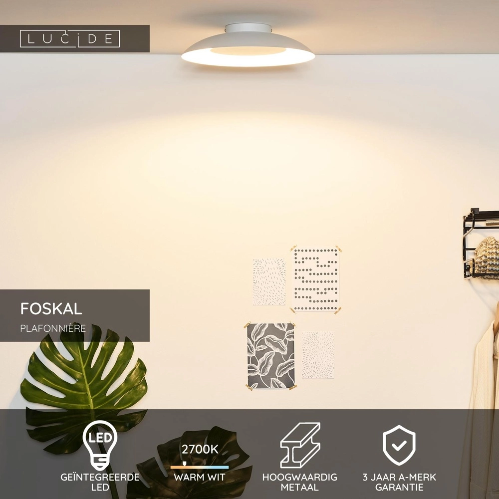 Deckenlampe Foskal Ø 34,5 cm weiß Lucide 5411212791276