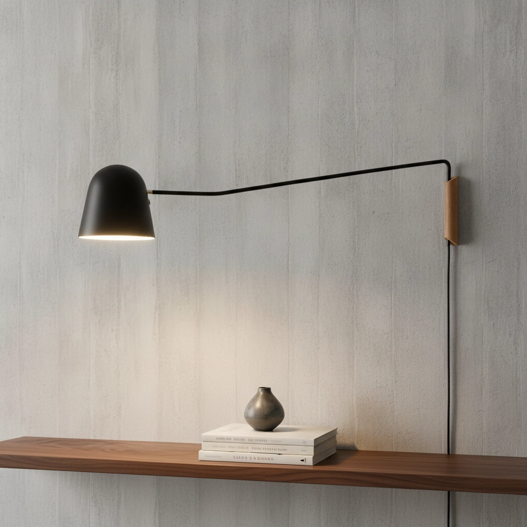 Leselampe Sensa schwarz mit Holz