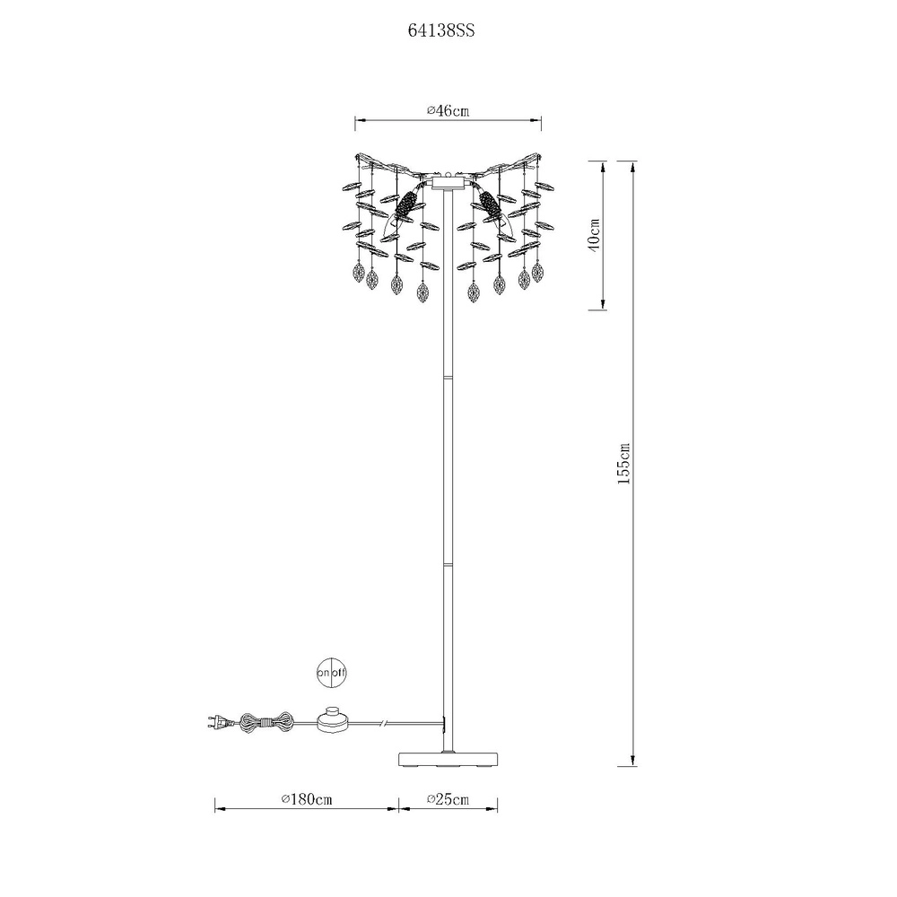 Stehlampe Queena silbergrau Ø 46 cm Globo 9007371531684