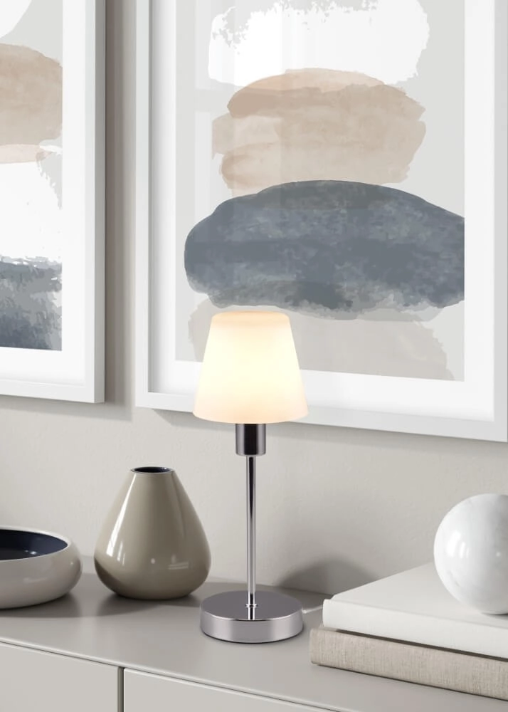 Tischlampe Luis Ii Chrom mit weißem Glas Trio 4017807551273