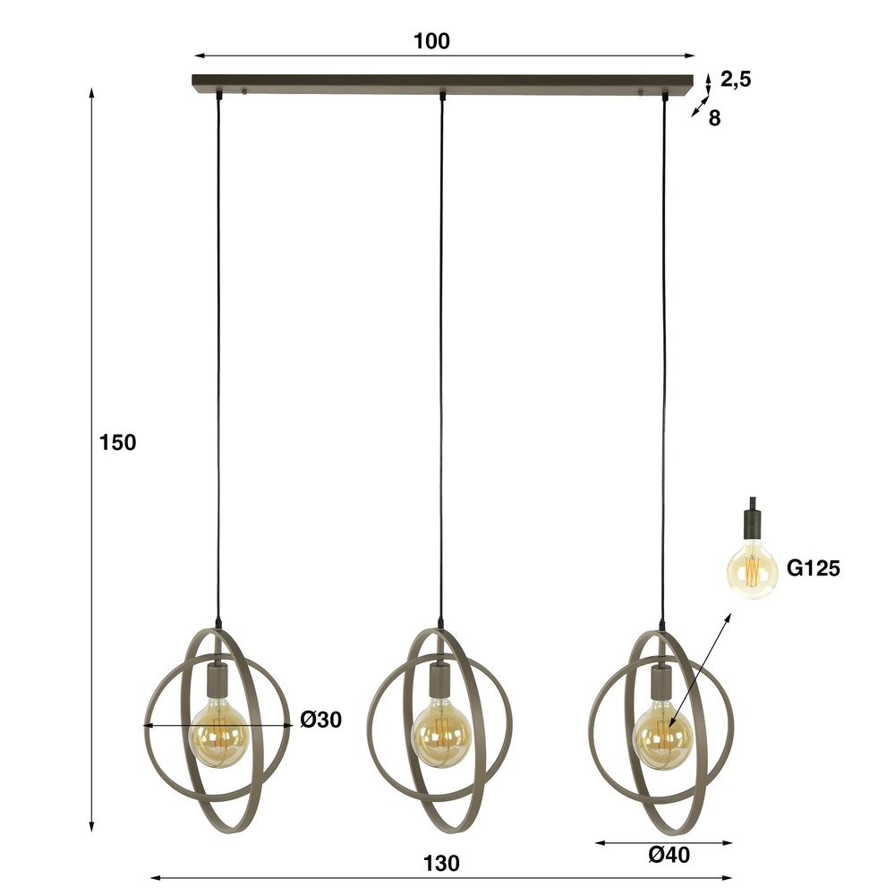 Esstisch-Pendellampe Turn 3L - Ø 40cm - Sand Lyora 8716803513150