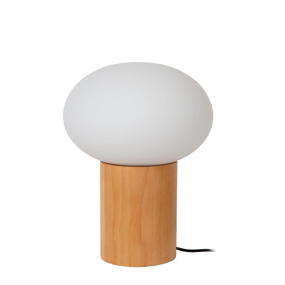 Skandinavische Tischlampe Birtle Holz mit Weiß