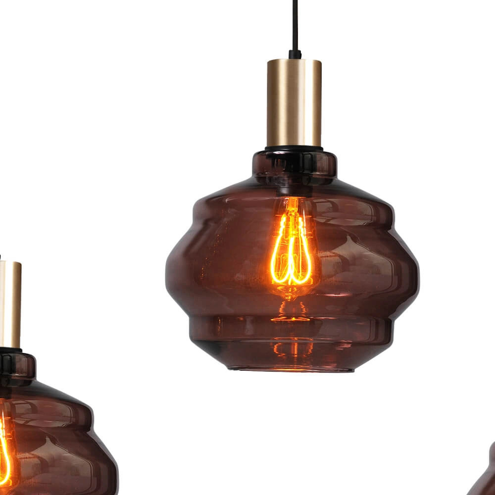 5-flammige Hängelampe - Gold - Porto mit kugelroten Gläsern - Ø 24cm Masterlight 8718121270128