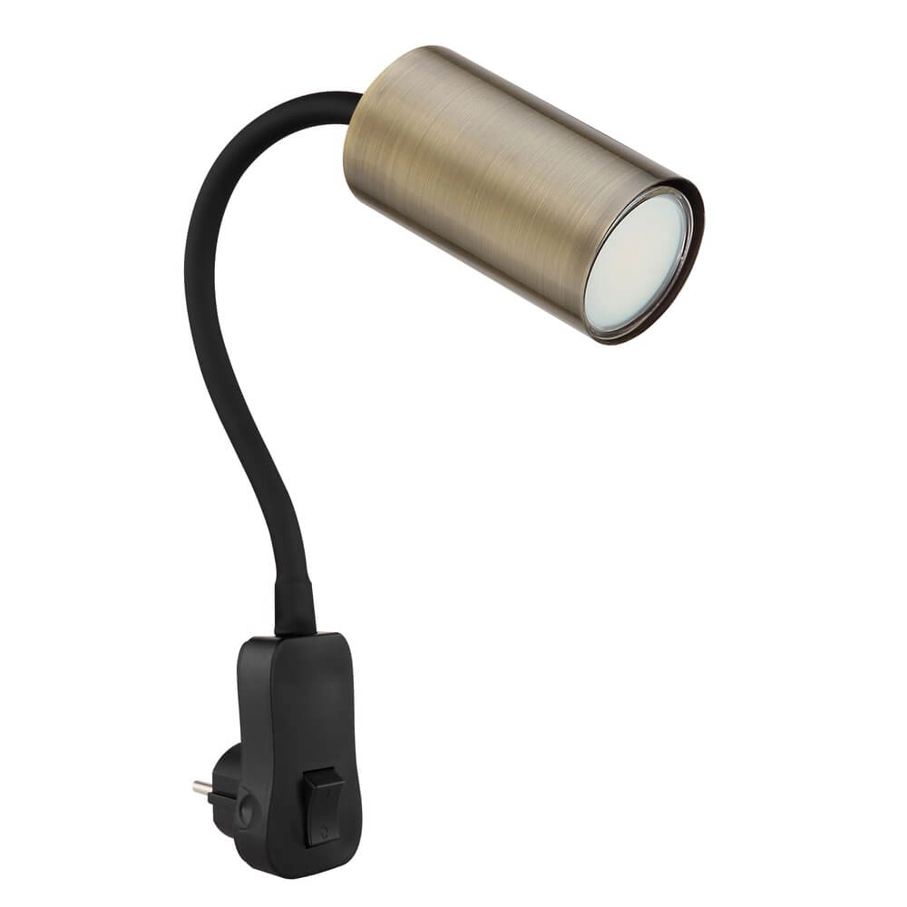 Schwarze Lampe Robby Steckdose mit Messing Globo 9007371434008