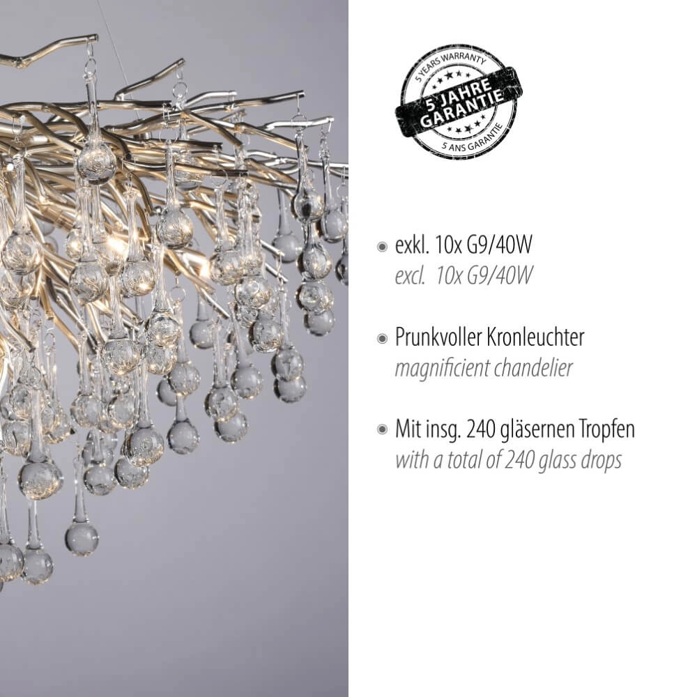 Einzigartiger Kronleuchter Icicle Metall Paul Neuhaus 4012248352137