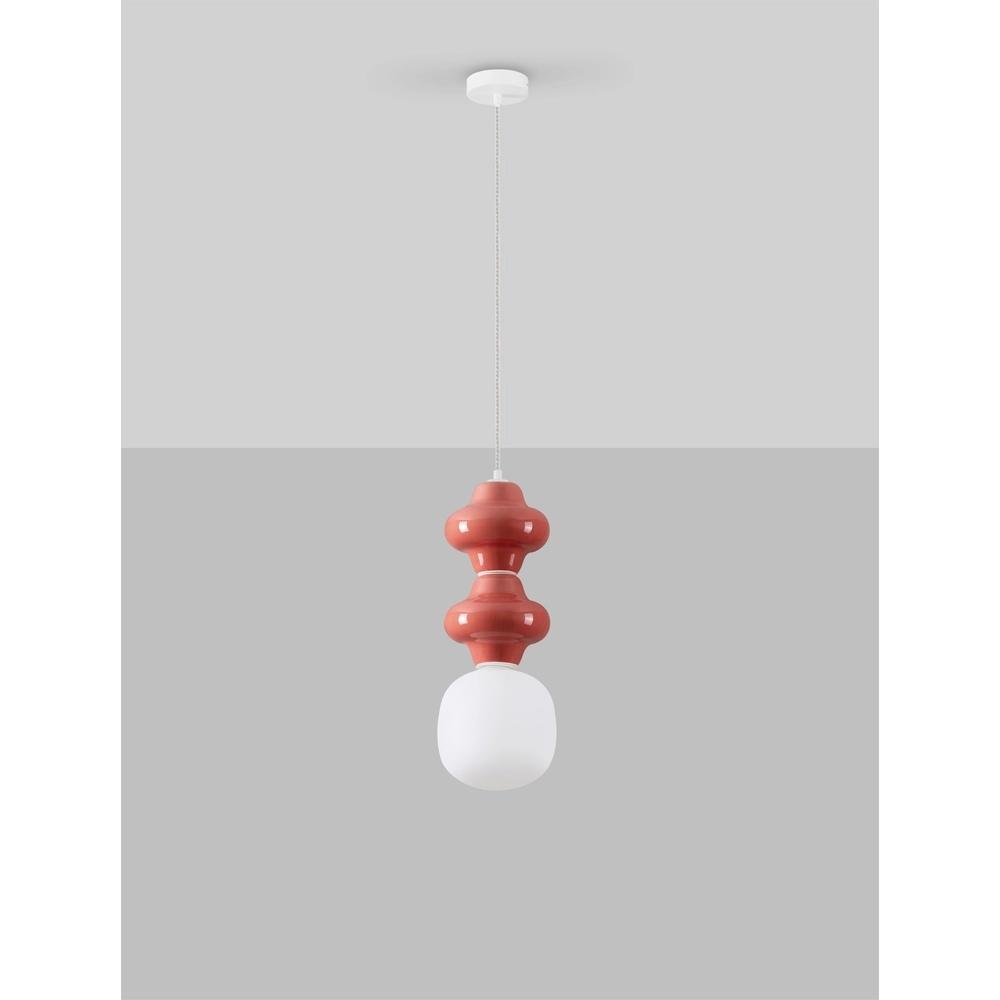Pendelleuchte Clio M rote Keramik mit weißem Glas Lyora 5212017461230