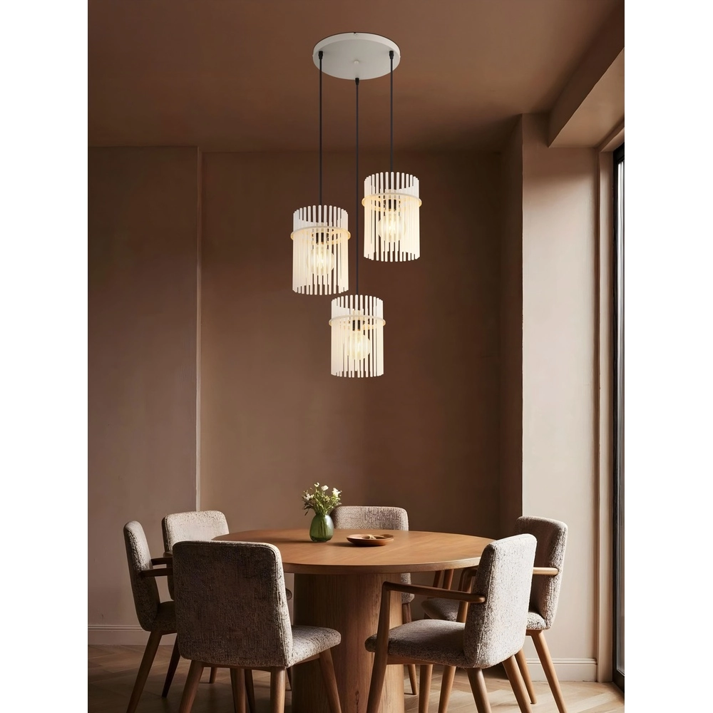 3-flammige Pendelleuchte Gorley sandbraun mit Glas rund Globo 9007371569717