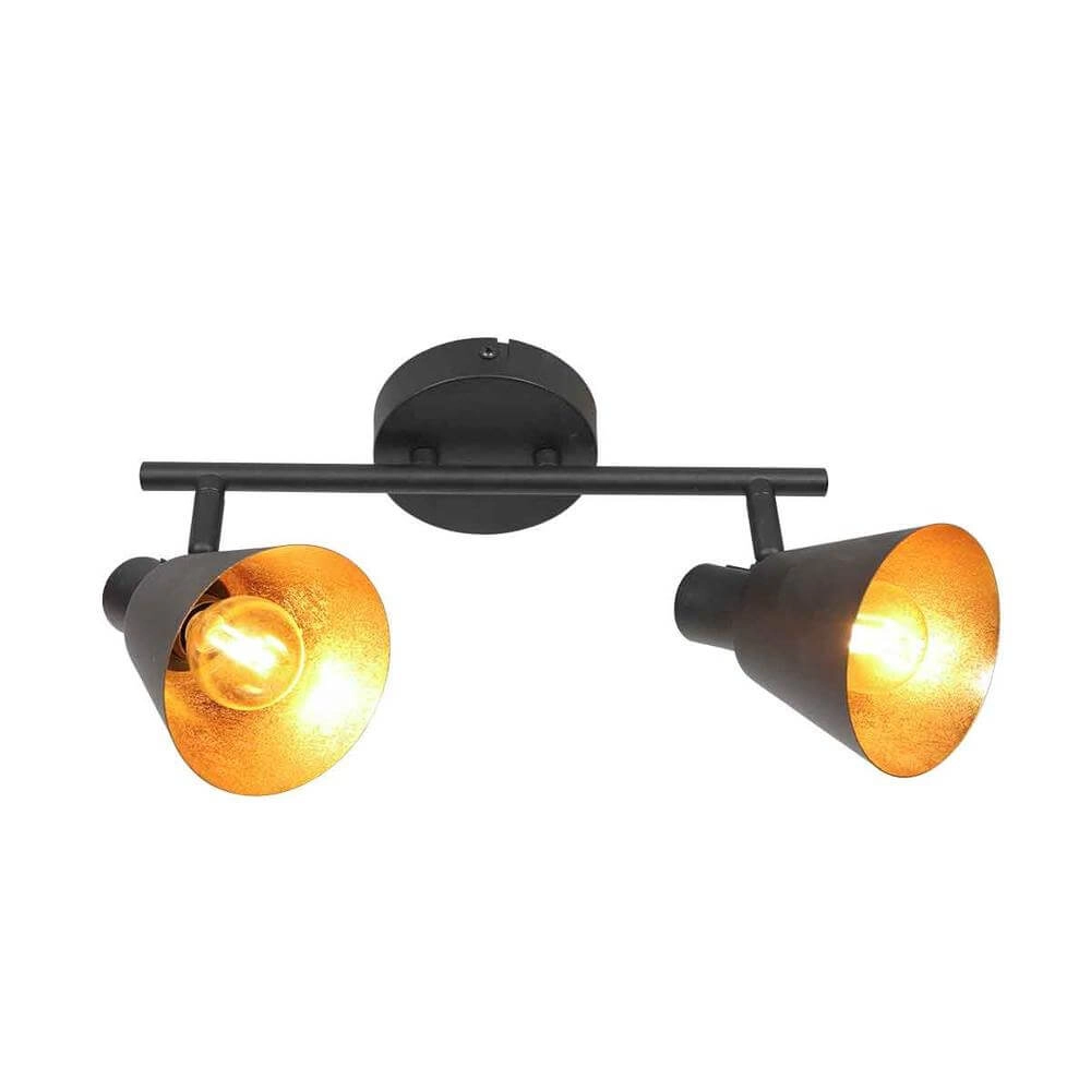 Deckenlampe Oeroe schwarz mit gold 2-flammig Steinhauer 8712746176339