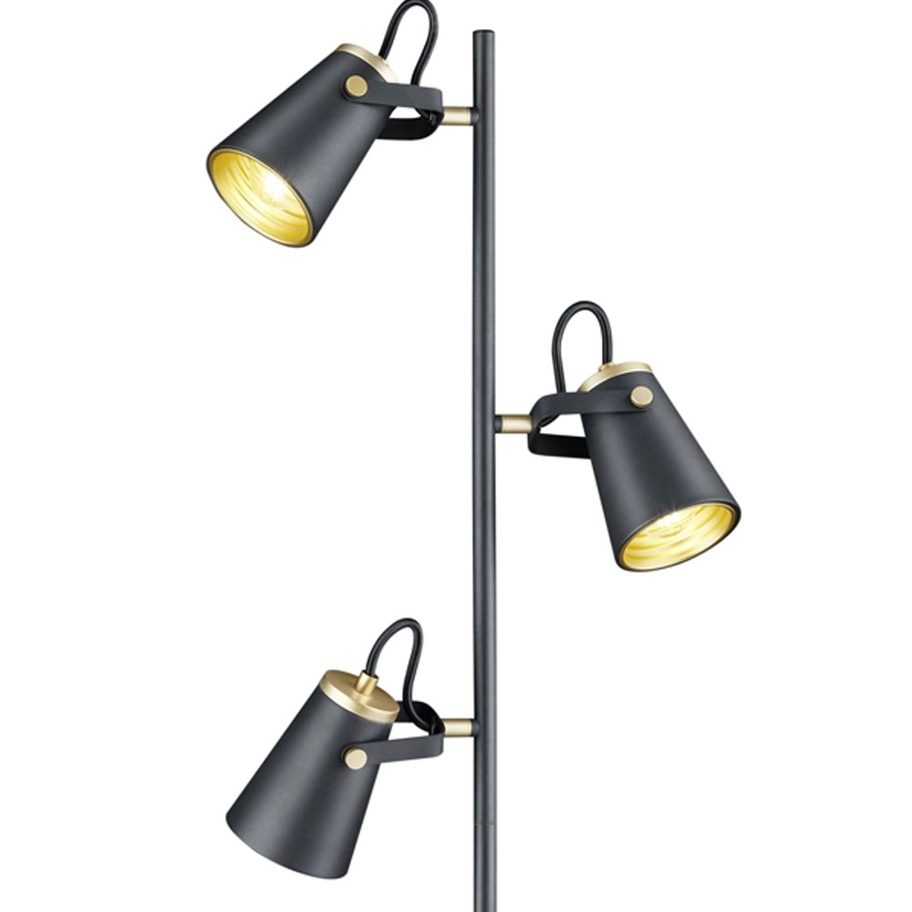 Leselampe Edward 3 Lichtschwarz mit gold Trio 4017807390148
