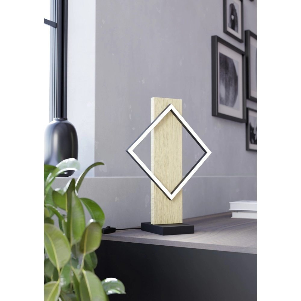 Design-Tischleuchte Boyal schwarz mit Holz Eglo 9008606351923