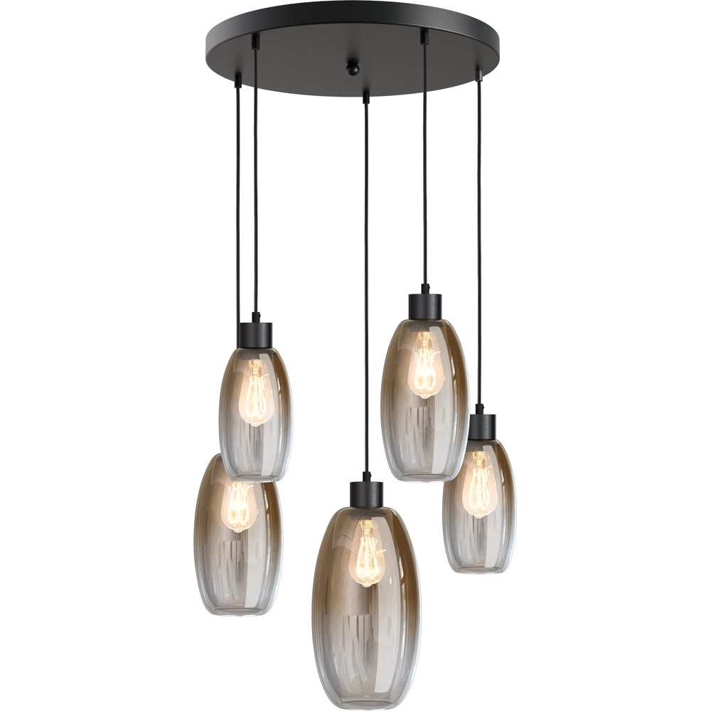 Vide Pendellampe Olive mit 5 Gläsern – schwarz – Ø50 cm