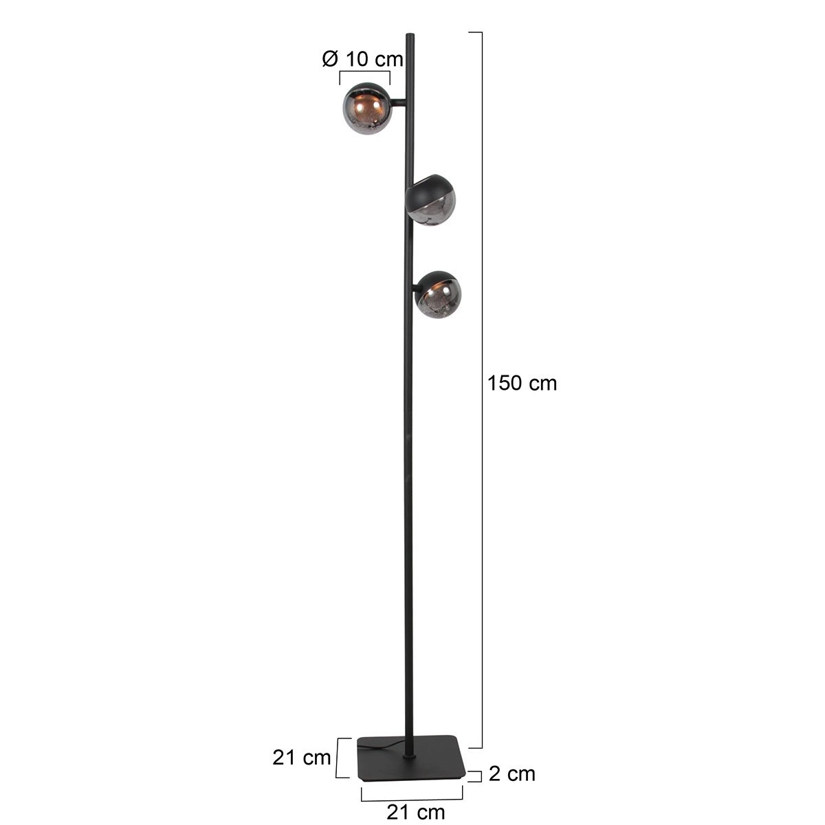 LED-Stehlampe Belluno 3-Licht Schwarz – Glas Steinhauer 8712746183986