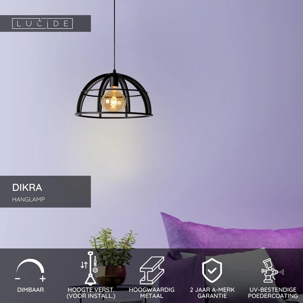 Pendellampe Dikra Industriell Schwarz Lucide 5411212761002