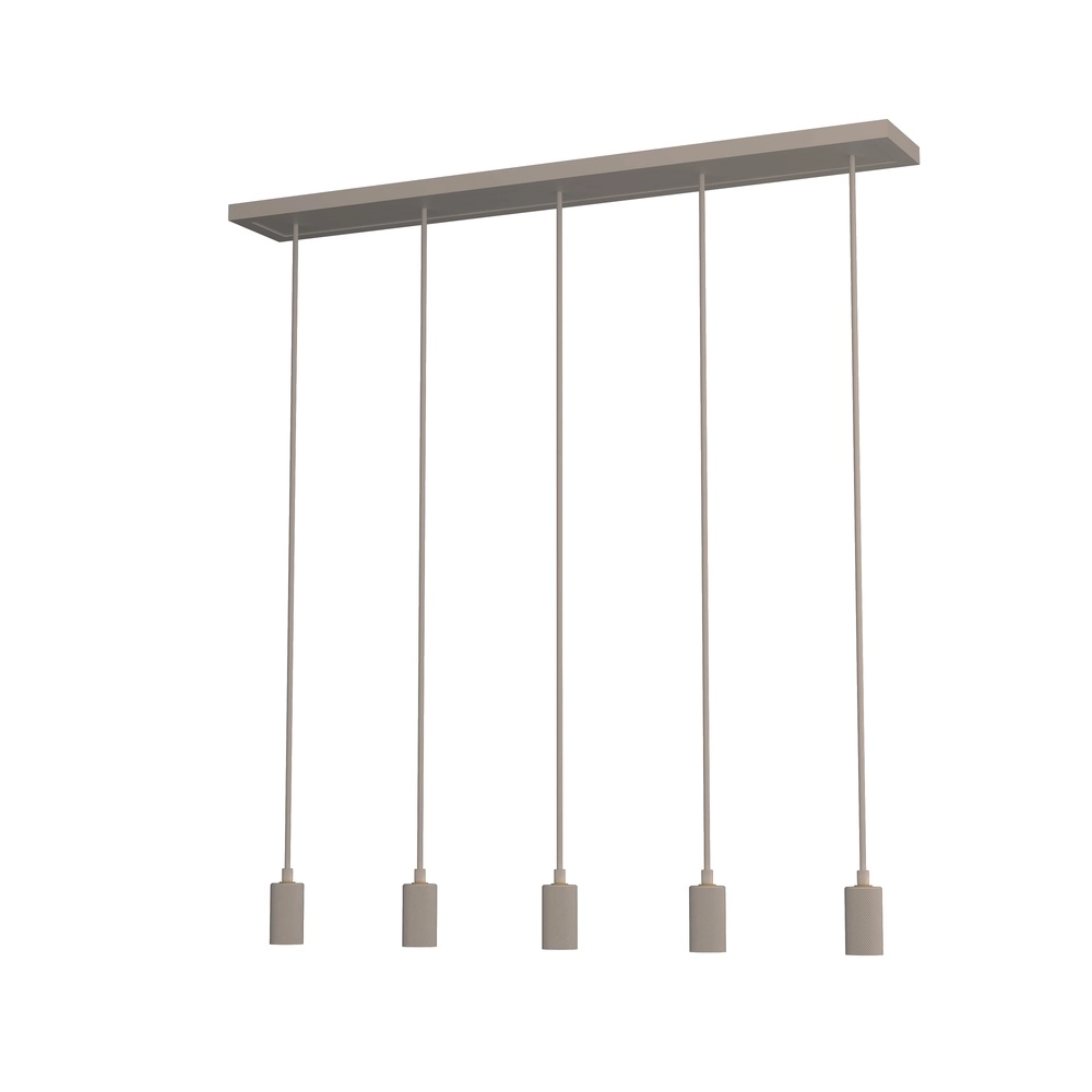 Sandbraune Pendellampe Madox 5-Licht-Geraden