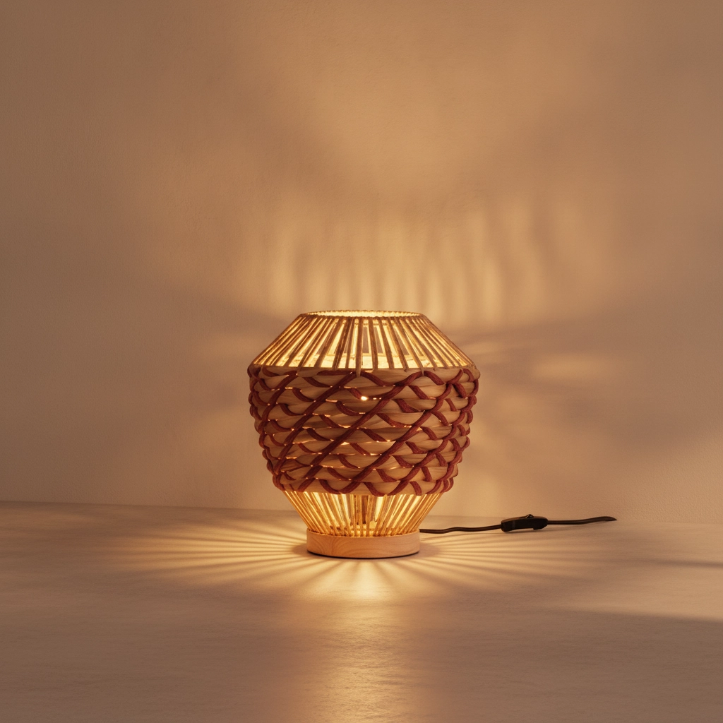 Tischlampe Mapi Ø 29cm rot mit braun