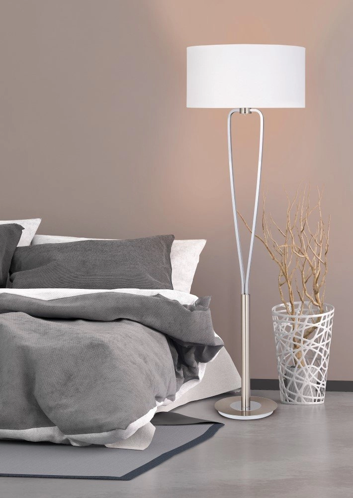 Tischlampe Lampenschirm Paris II grau mit weißem Lampenschirm Trio 4017807368390