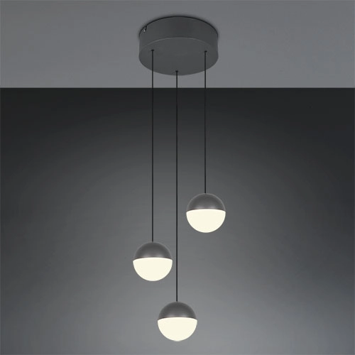 3-Licht Pendellampe Senta Rundanthrazit
