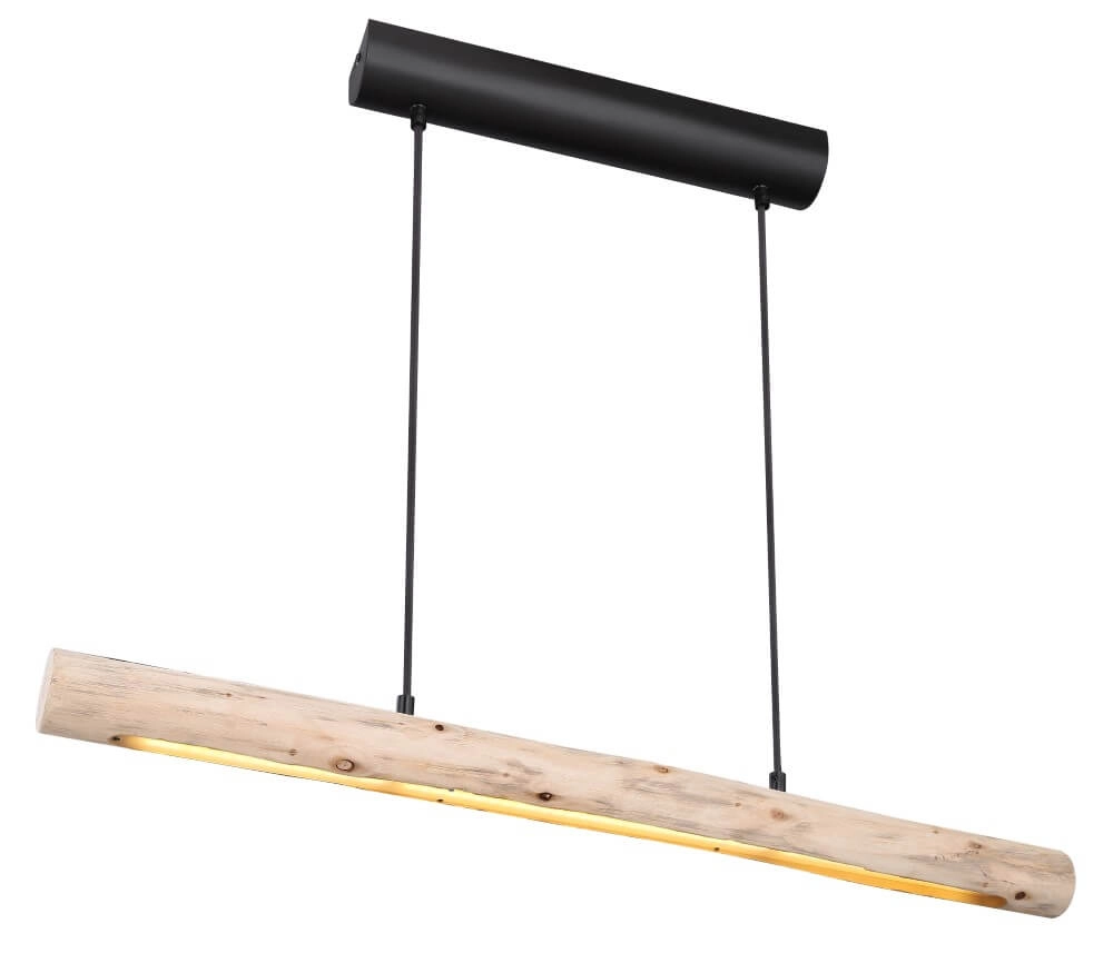 Hängelampe Mella schwarz mit Holz 80cm Globo 9007371403714