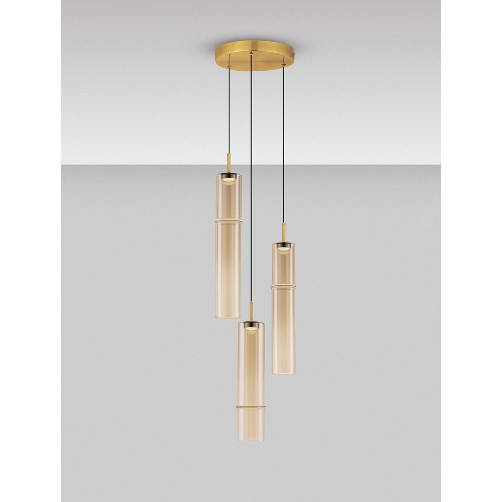 Einzigartige Pendelleuchte Sano 3-flammiges Gold Lyora 5212017474049
