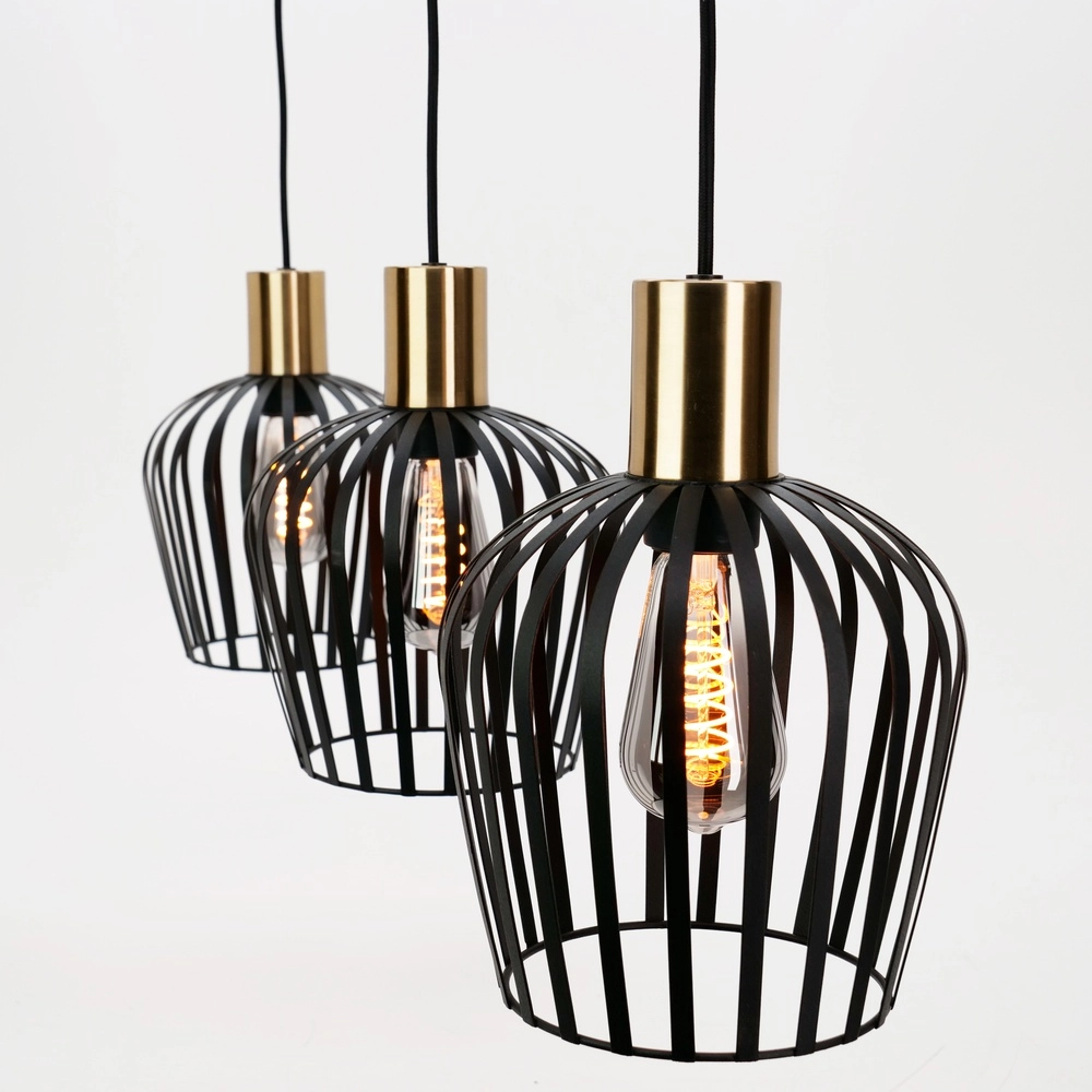 3-Licht Pendellampe Empoli Schwarz mit Gold – Ø 20cm Eglo 9008606299898