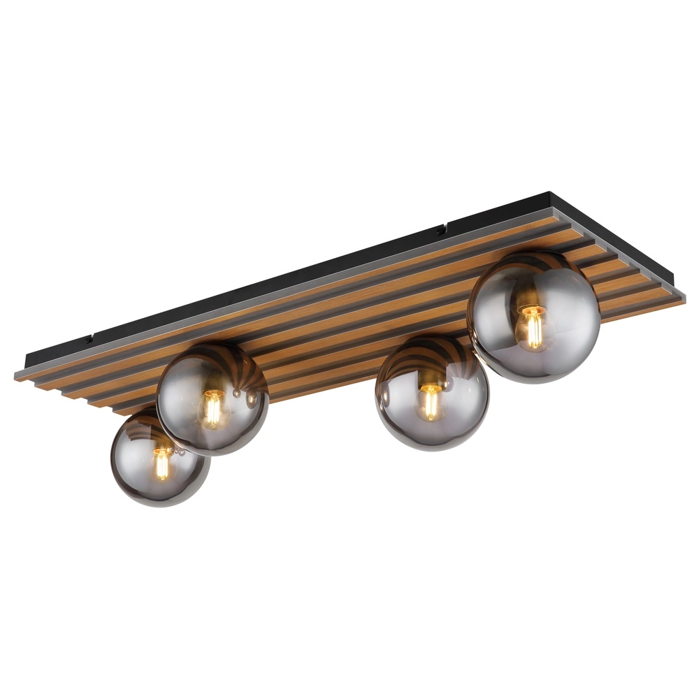 Deckenlampe Parsons 4-hell schwarz mit Holz