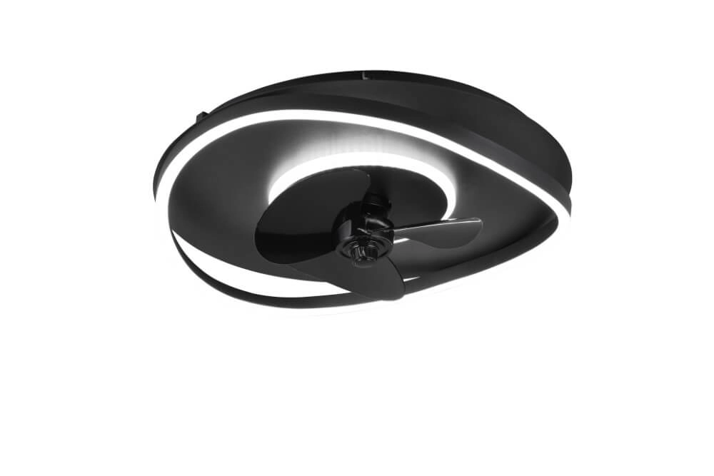 Schwarzer LED-Deckenventilator Sortland Trio 4017807606027