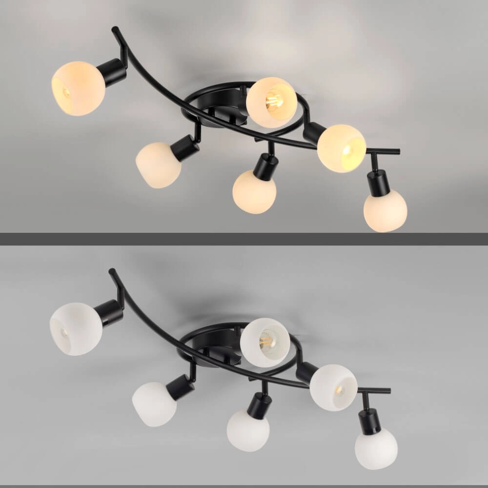 Schwarze Deckenleuchte Loki 6-Licht Just Light 4043689000806