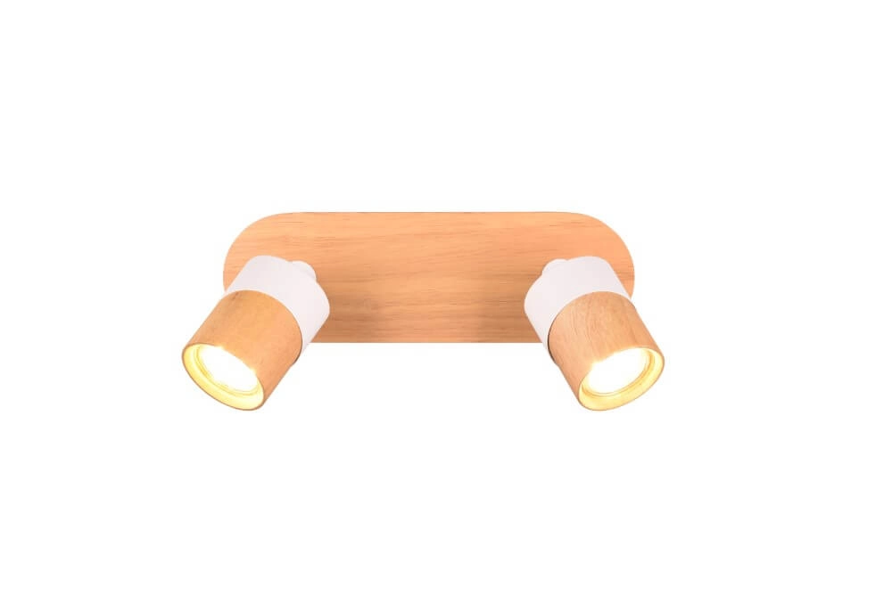 Deckenleuchte aus Holz mit Weiß Aruni 2-flammig Trio 4017807562316