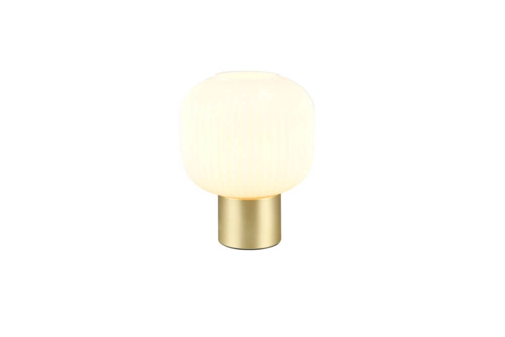 Trendige Tischlampe Diva Gold mit weißem Glas Trio 4017807614534