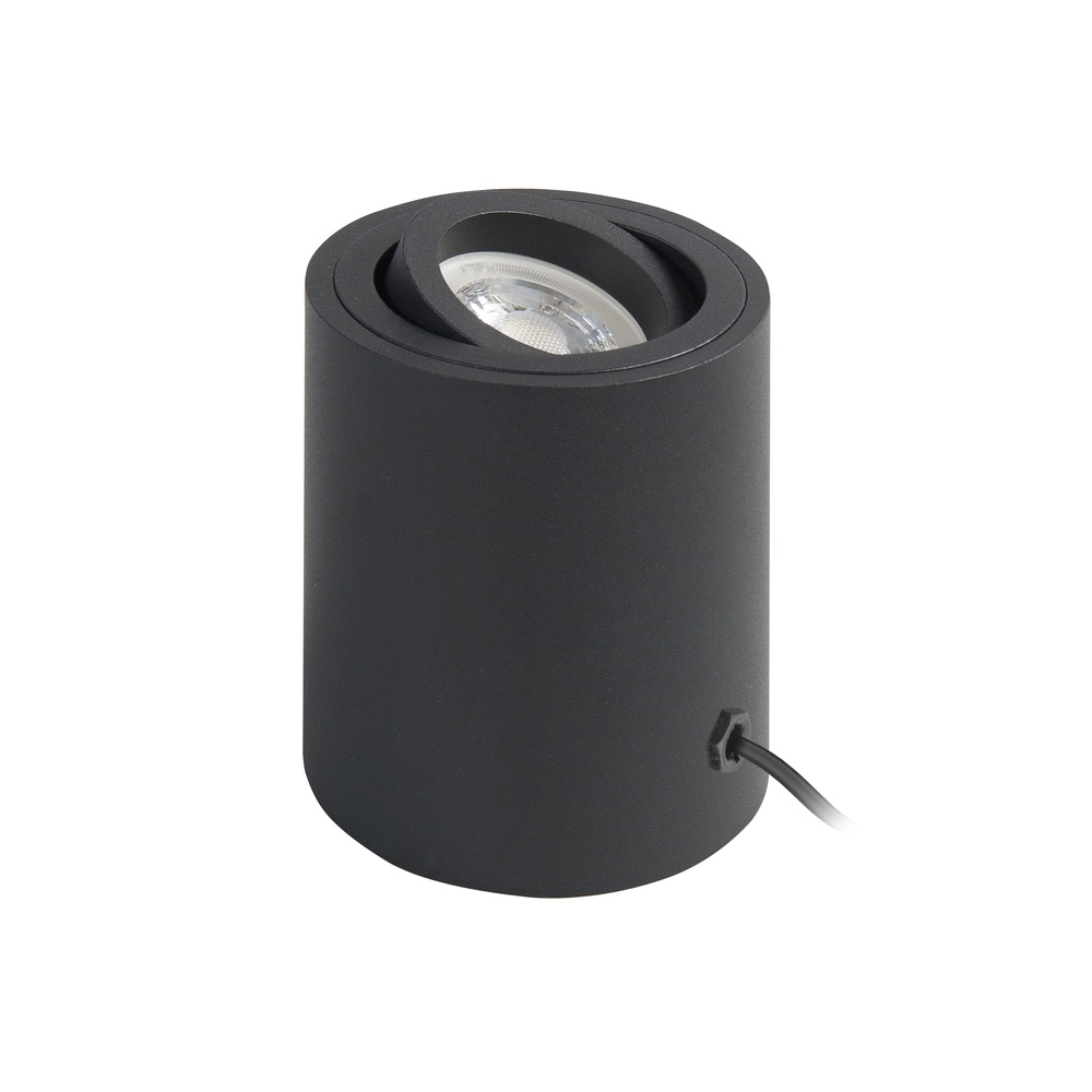 Schlanke Tischleuchte Rebel rund schwarz Ø 8cm