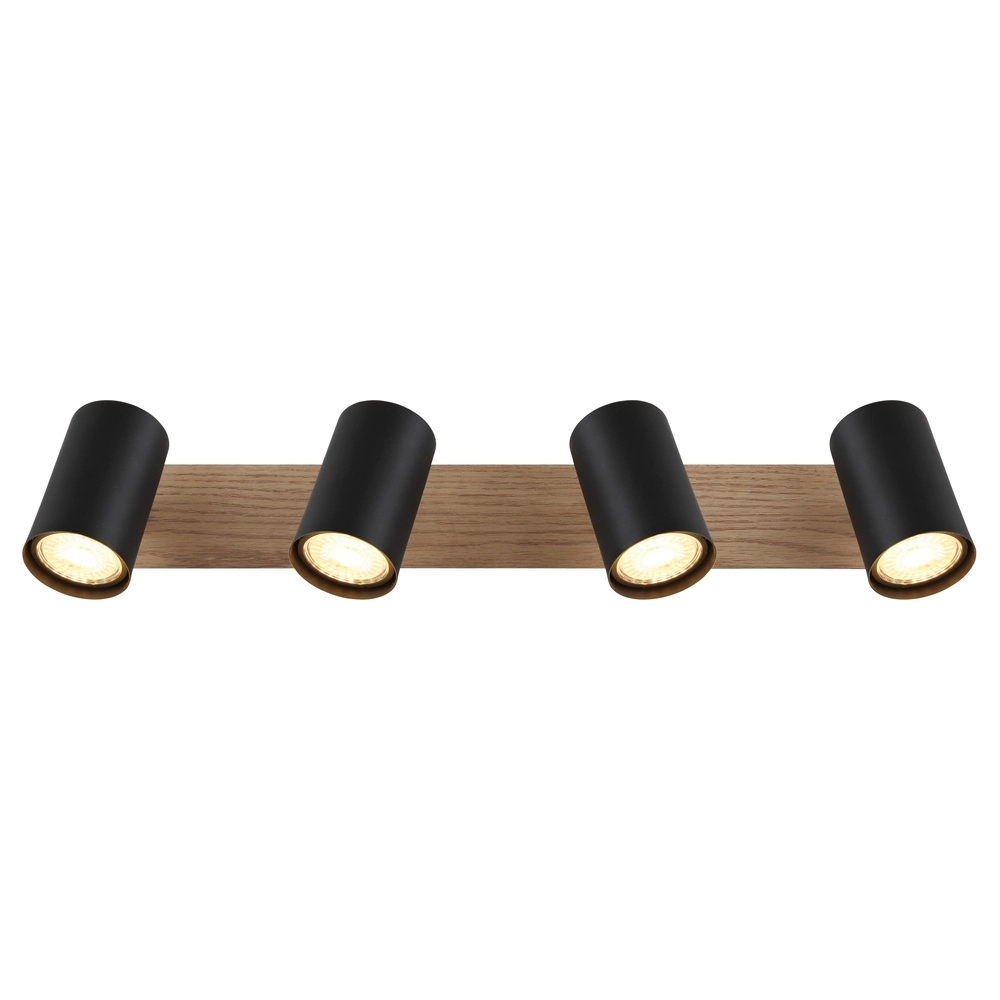 Deckenlampe Linca 4-hell schwarz mit Holz Globo 9007371458943