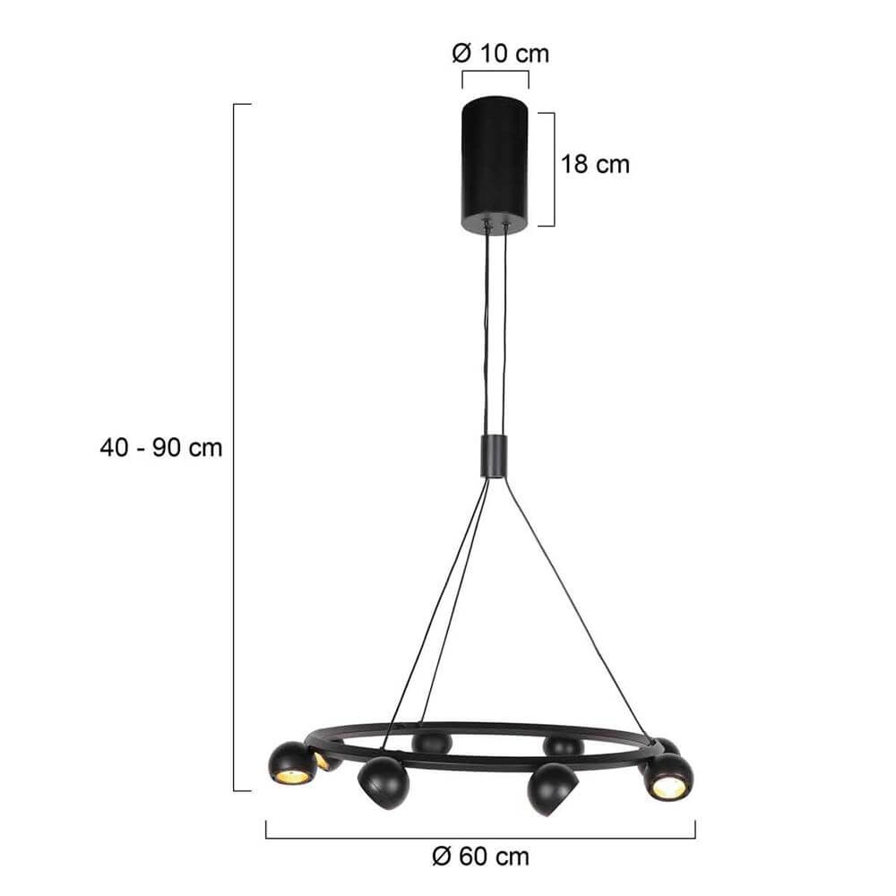 8-flammige Pendelleuchte Marcadore Rund Schwarz Steinhauer 8712746176636