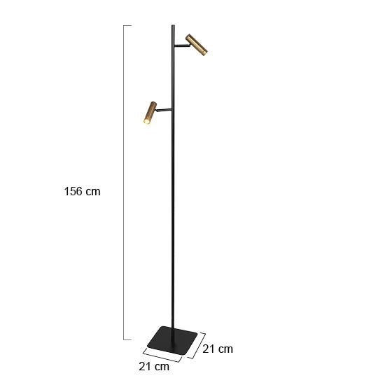 Stehlampe 2-Leuchten Lumo Schwarz mit Gold Steinhauer 8712746184662