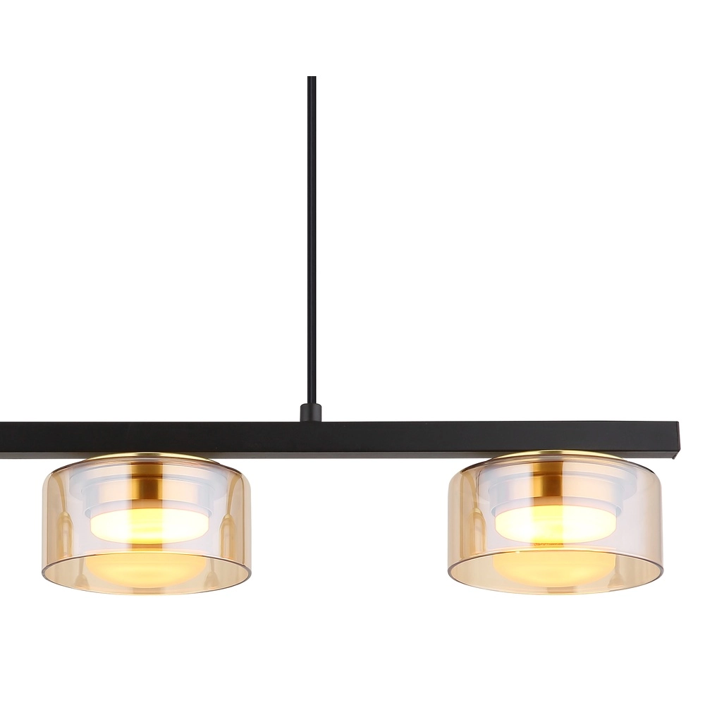 Design-Pendellampe Higgins schwarz mit bernsteinfarbenem Glas Globo 9007371531813