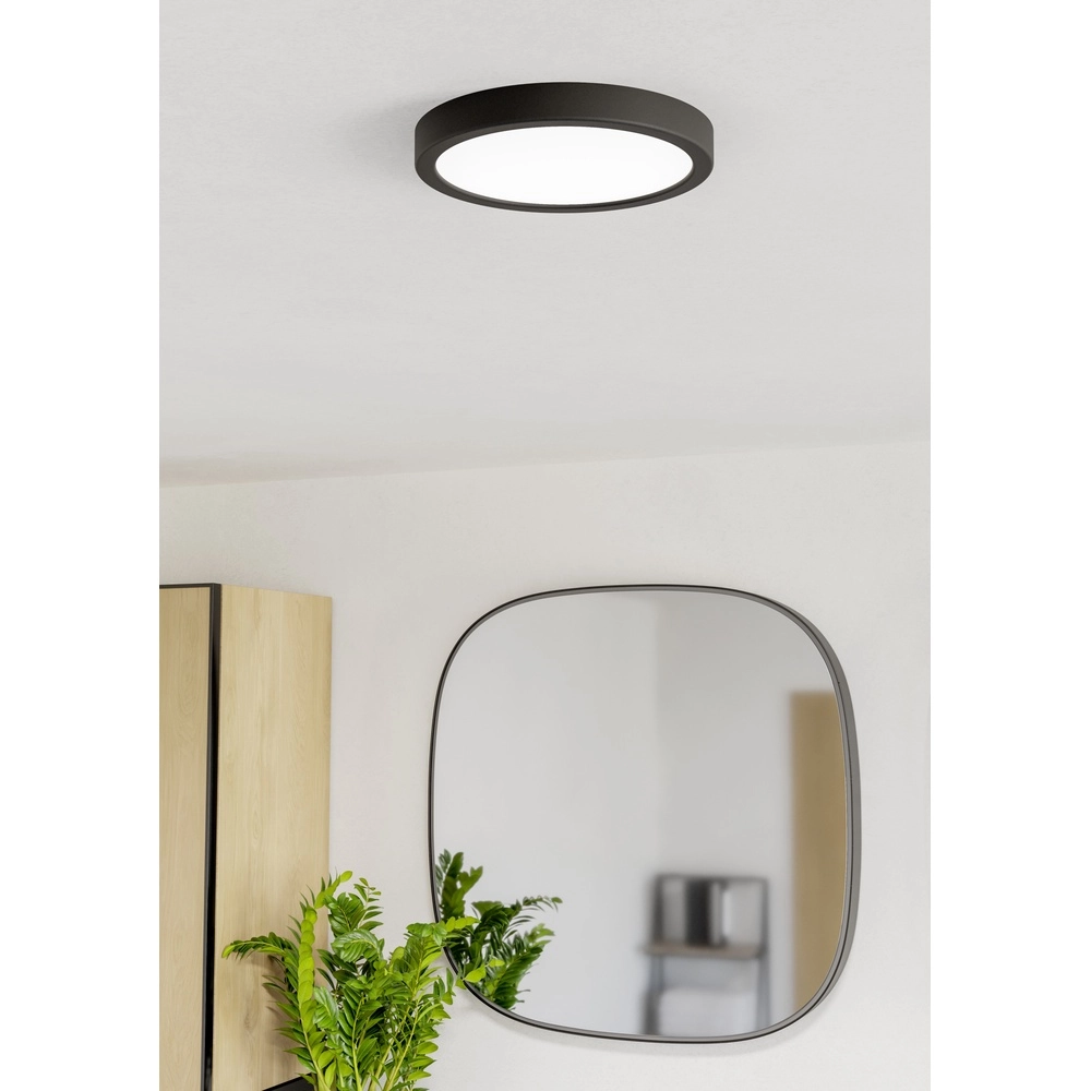 Deckenlicht IP44 Fueva 6 rund – schwarz – Ø 21,1 cm Eglo 9008606330317