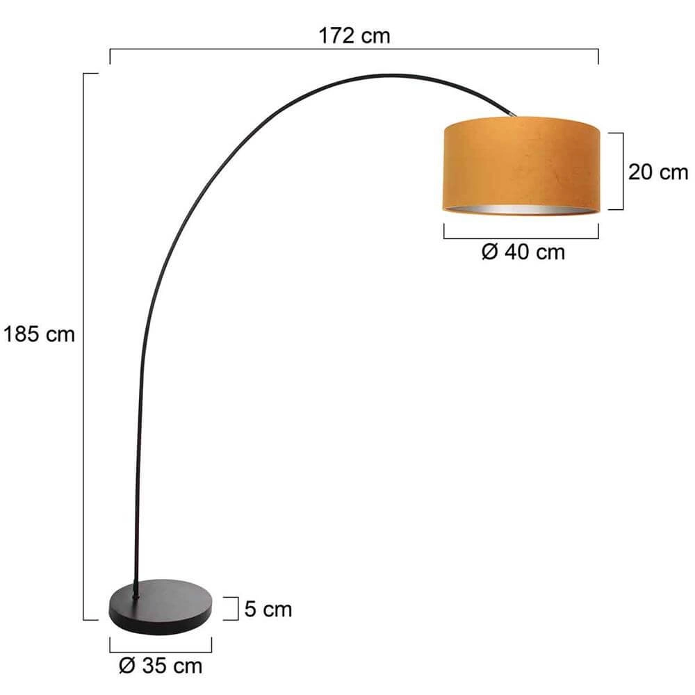 Bogenlampe Solva schwarz mit goldener Kapuze Steinhauer 8712746174700