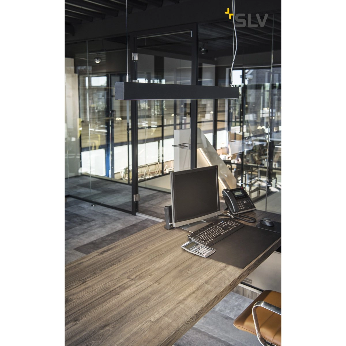 Büro Hängelampe Glenos 4000K 100cm schwarz SLV 4024163196970