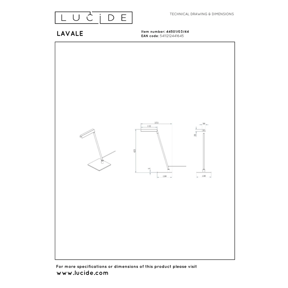 Design-Schreibtischlampe Lavale Ockergelb Lucide 5411212441645