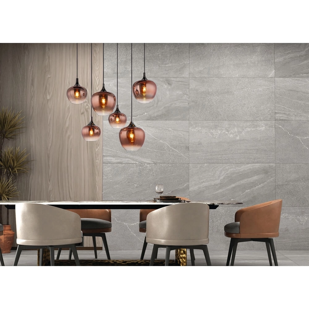 Schwarze Pendelleuchte Maxy mit rotem Glas 6-flammig Globo 9007371450985