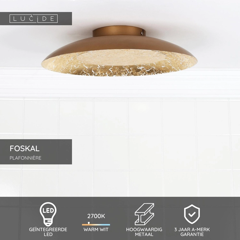 Deckenlampe Foskal Ø 34,5 cm Gold Lucide 5411212791252