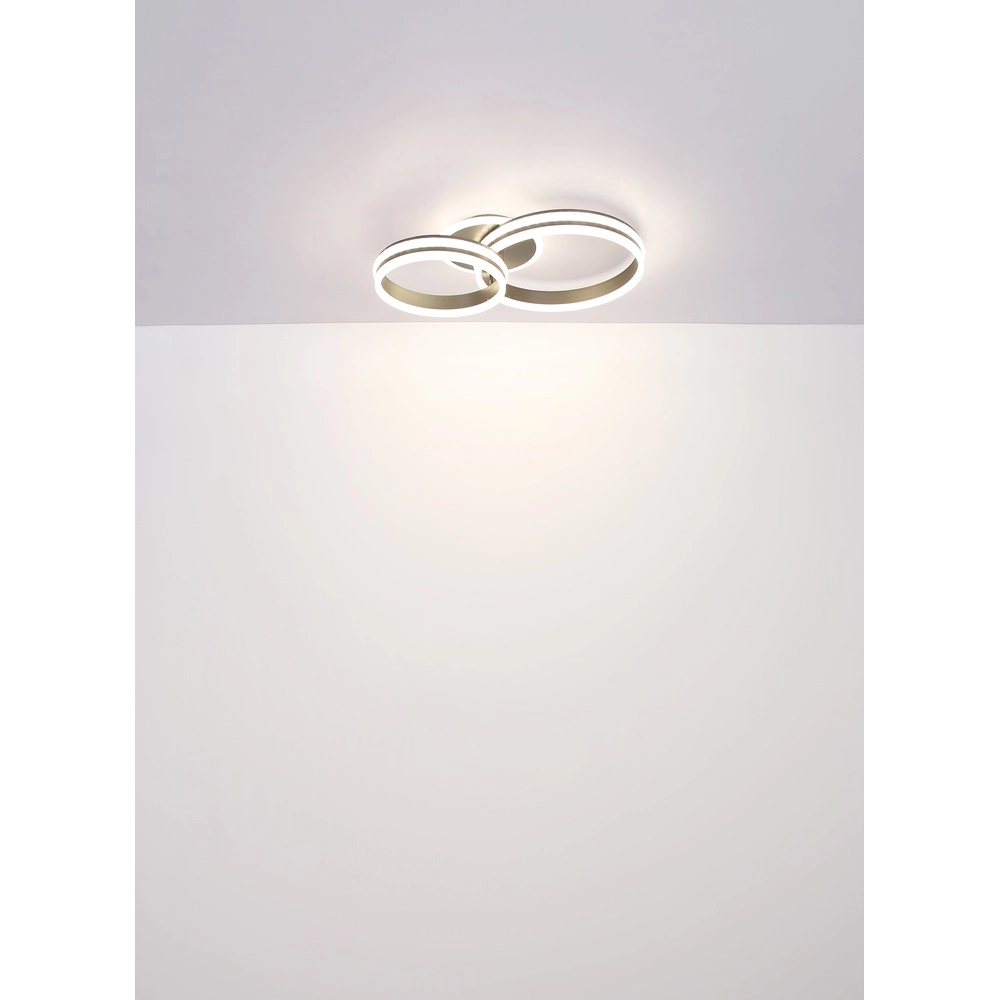 Design-Deckenlampe Grouni 2 Ringe mit Titan gebürstet Globo 9007371452002