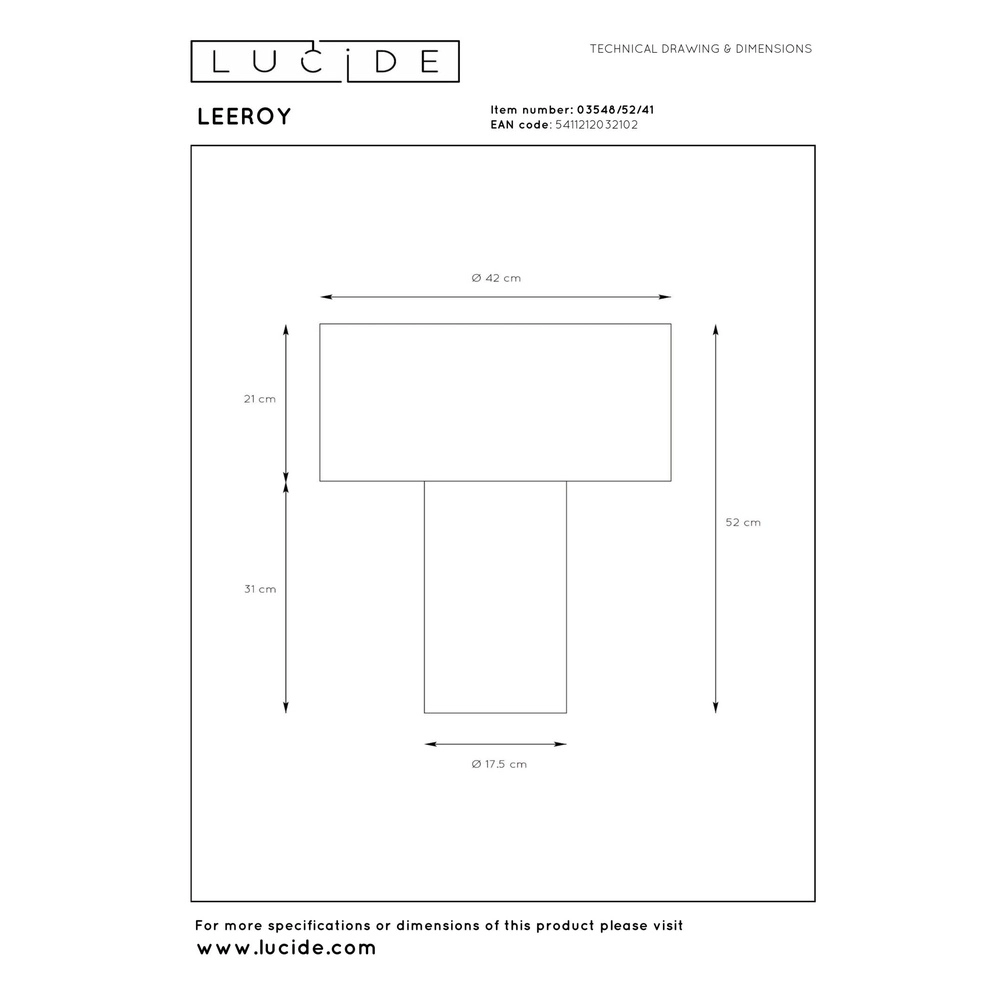 Tischlampe Leeroy taupe Lucide 5411212032102