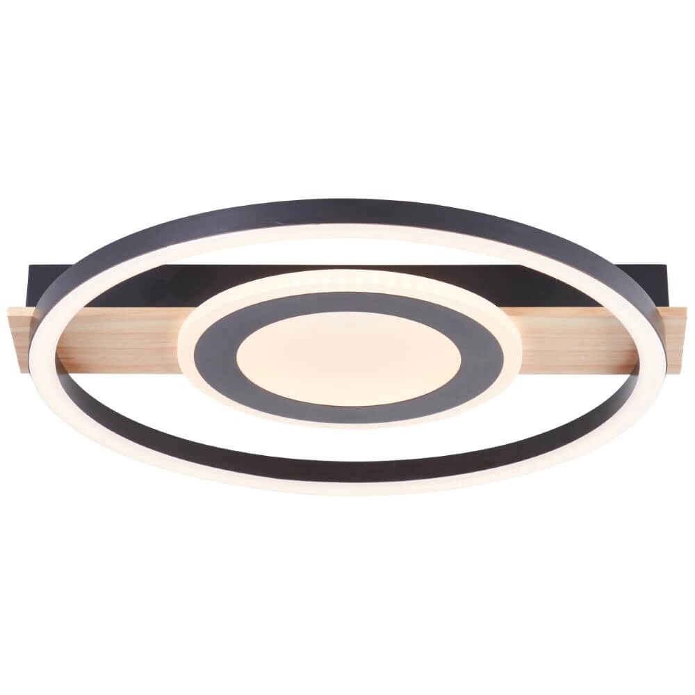 Deckenleuchte Maureen Ø 37cm schwarz mit Holz