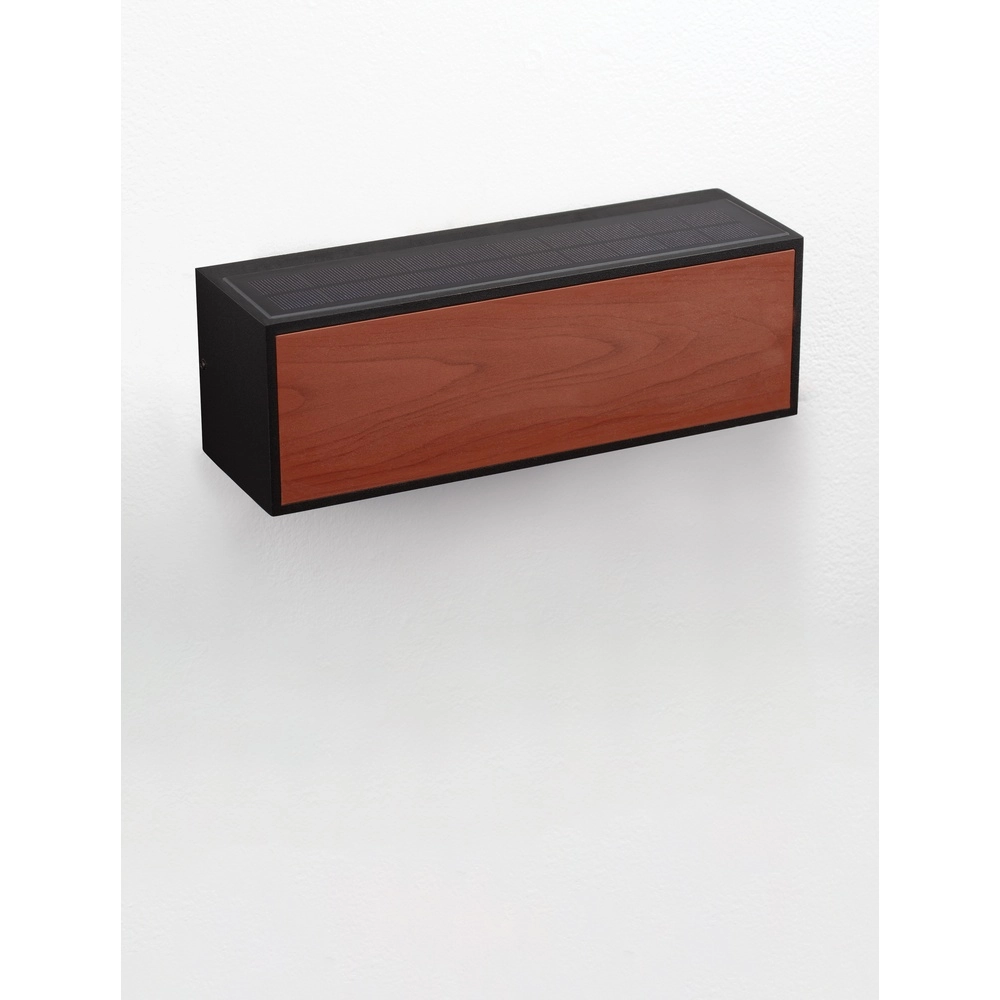 Solar-Wandleuchte Brown schwarz mit Holz Lyora 5212017449443