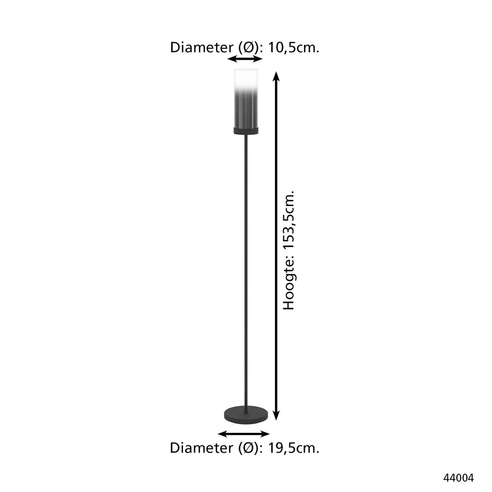 Schwarze Stehlampe Toothill mit Rauchglas Eglo 9002759440046
