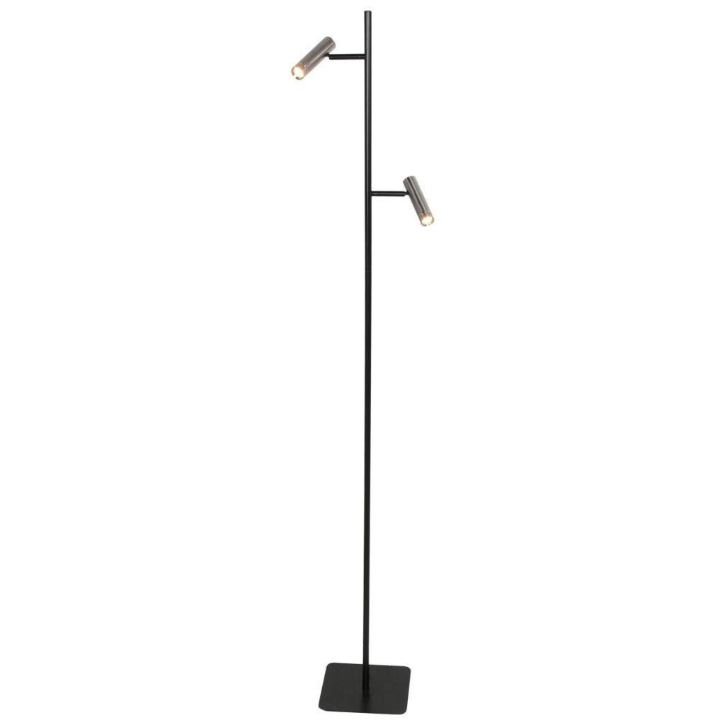 Stehlampe 2-Leuchten Lumo Schwarz mit Nickel