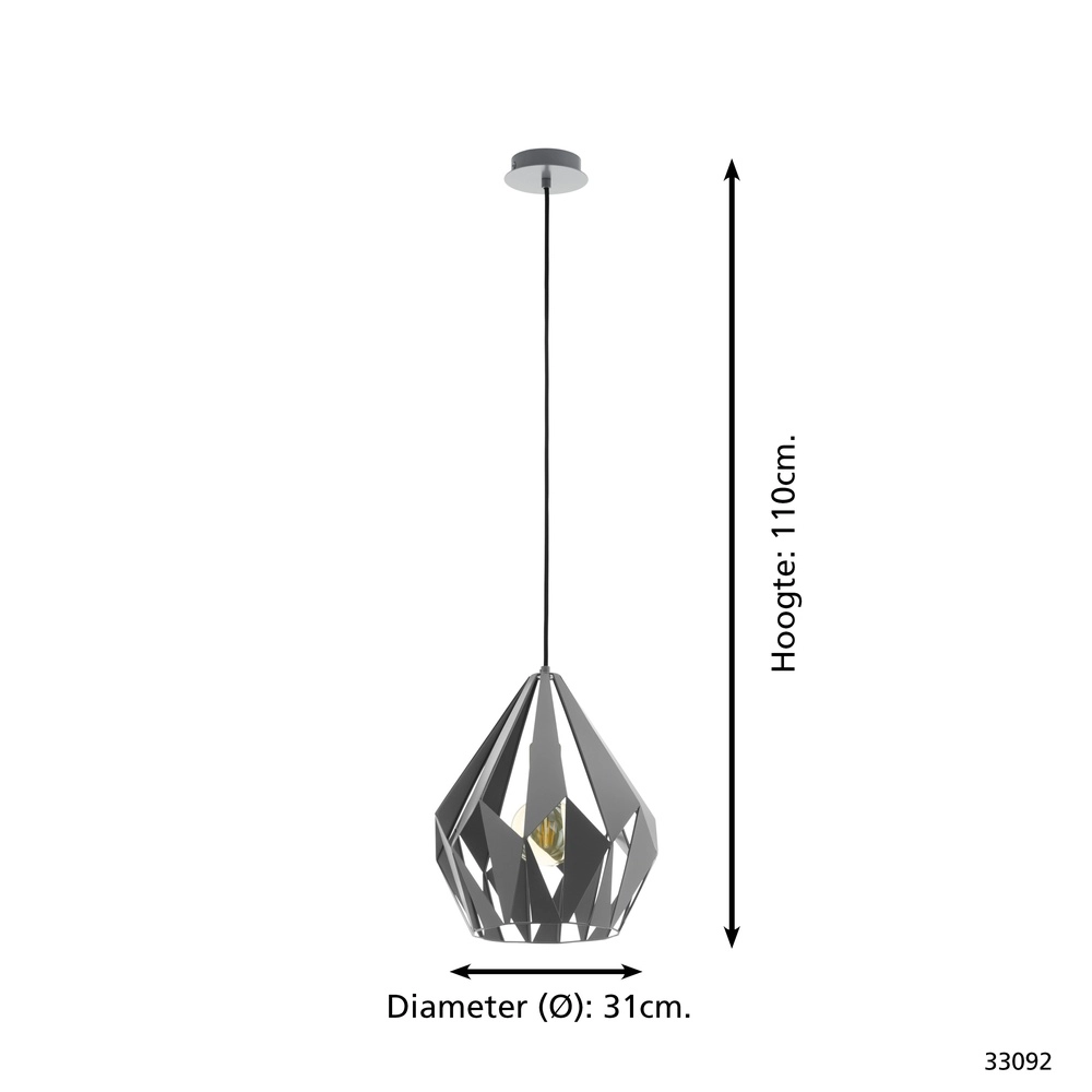 Graue Pendellampe Carlton 1 Ø 31cm Eglo 9002759330927